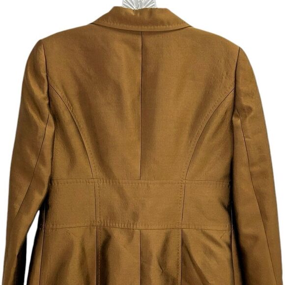 Anne Klein Duster Coat Bronze Tie Closure Women's Silk Wool Size 2 Petite - Picture 4 of 16